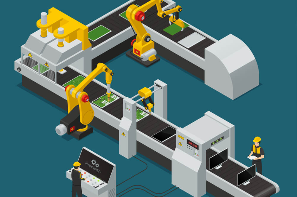 Factory vector isometric. Isometric конвейер с рабочими. Конвейер картинка. Линия конвейера в векторе.